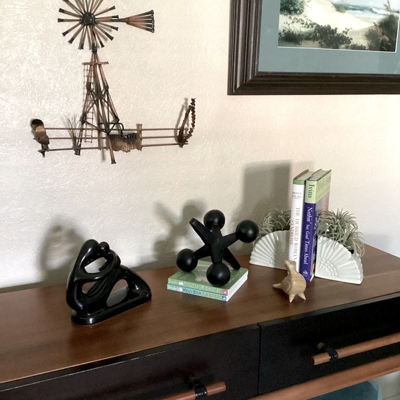 3D Jacks Sculpture Figurine Decor Black Abstract Six Sided Freestanding Design - Picture 5 of 12